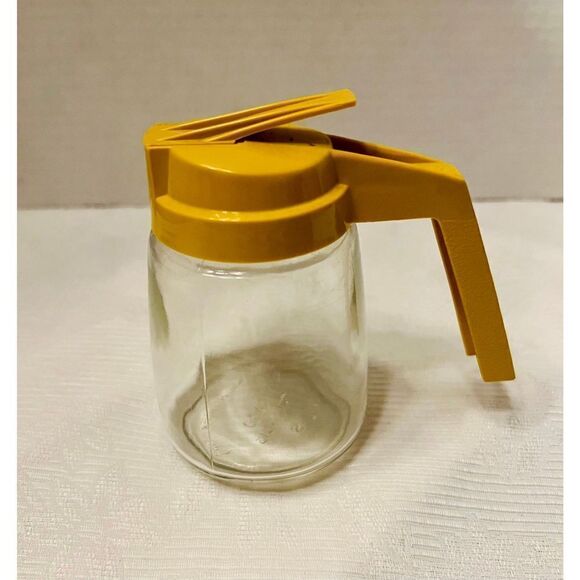 Syrup Dispenser Federal Housewares Glass Mustard Yellow Plastic Handle Vintage. - Picture 7 of 7